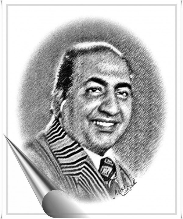 Mixed Painting Of Mohammed Rafi