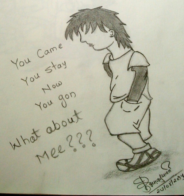 Pencil Sketch Of A Sad Boy - DesiPainters.com