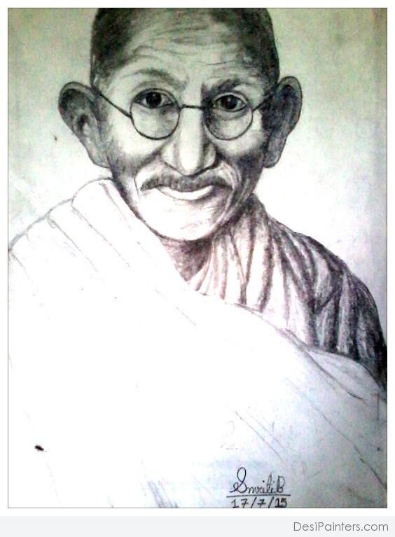 Pencil Sketch Of Mahatma Gandhi - DesiPainters.com