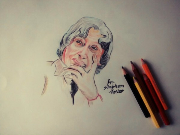 Pencil Color Sketch Of Abdul Kalam