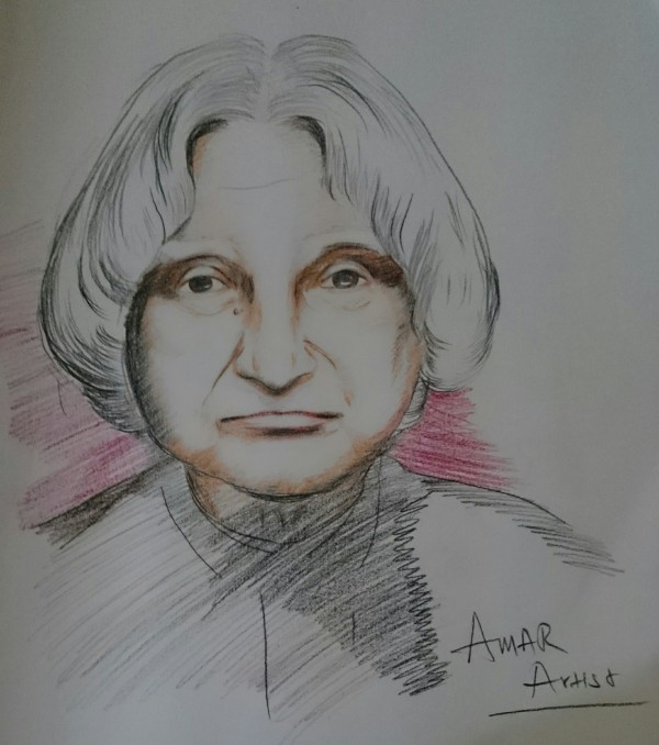 Pencil Color Sketch Of Dr. APJ Abdul Kalam - DesiPainters.com