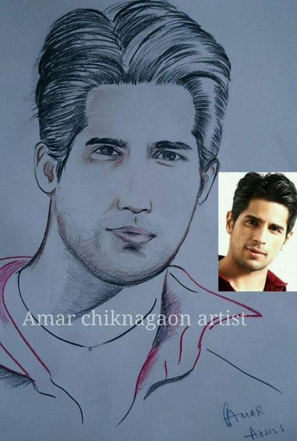 Tempera Painting Of Sidharth Malhotra - DesiPainters.com