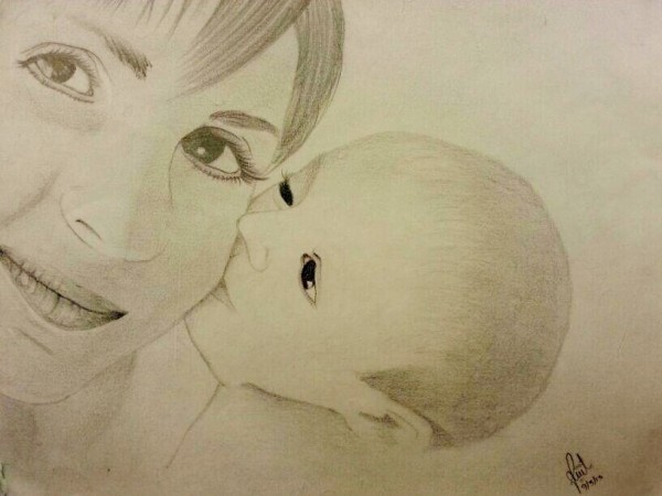 Pencil Sketch Of Mother's Love