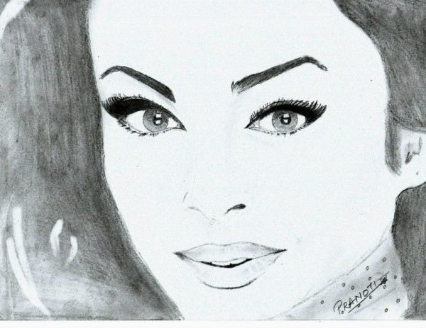 Pencil Sketch of Aishwarya Rai Bachchan - DesiPainters.com