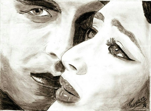 Pencil Sketch Of Akshay And Kareena - DesiPainters.com