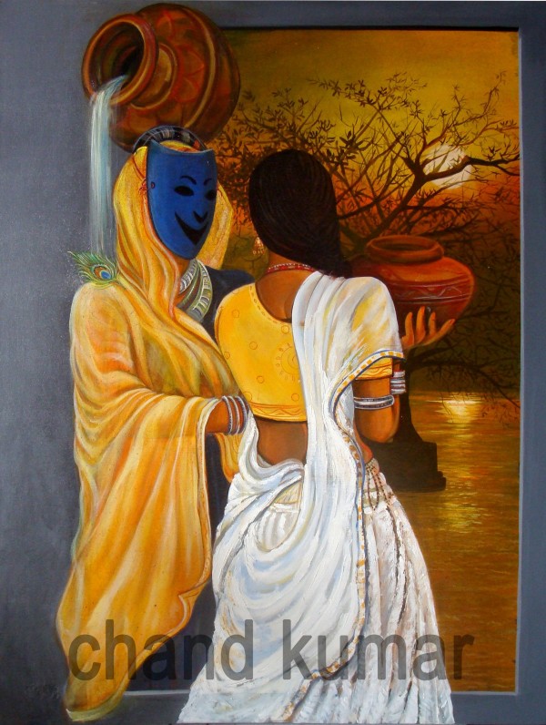 Acrylic Painting Of Radha Kishana - DesiPainters.com