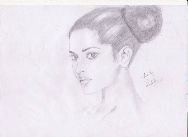 Pencil Sketch Of Deepika Padukone - DesiPainters.com