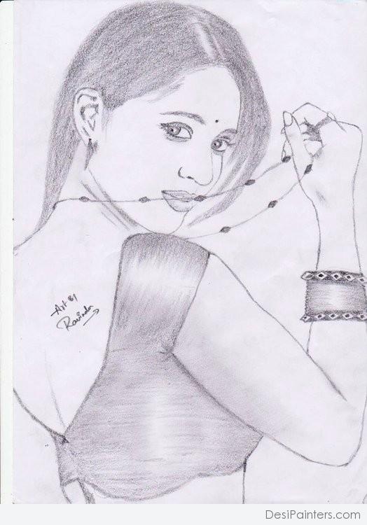 Pencil Sketch Of Anushka - DesiPainters.com