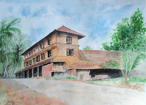 Watercolor Painting Of A House - DesiPainters.com