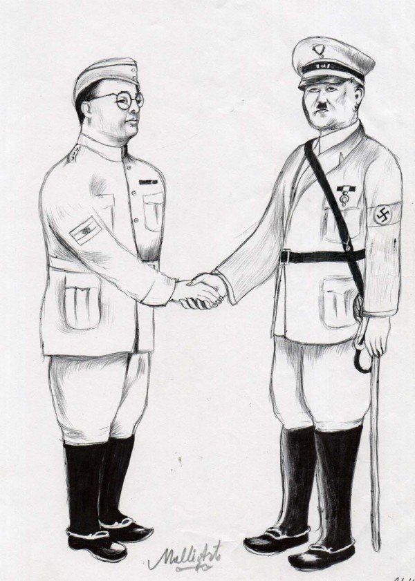 Pencil Sketch Of Subhas Chandra Bose And Adolf Hitler