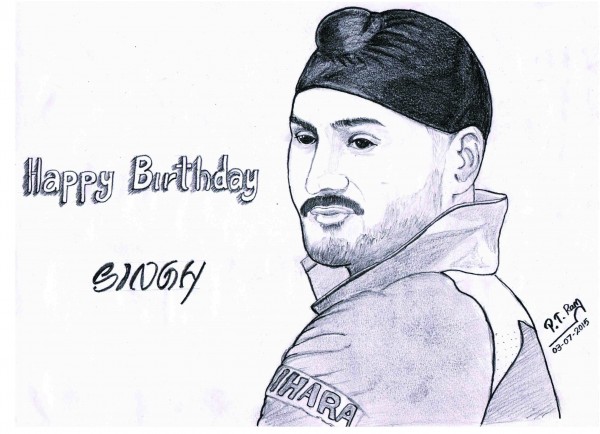 Pencil Sketch Of Harbhajan singh