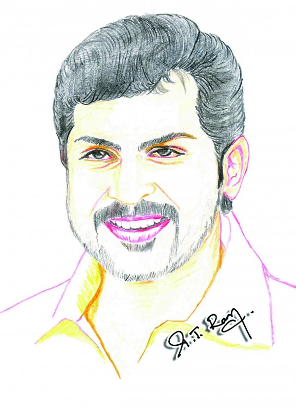 Pencil Sketch Of Tamil Actor Karthi - DesiPainters.com