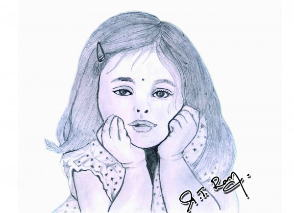 Pencil Sketch Of A Girl - DesiPainters.com