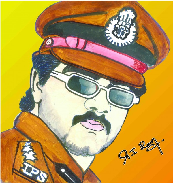 Mixed Painting Of Tamil Actor Ajith Kumar