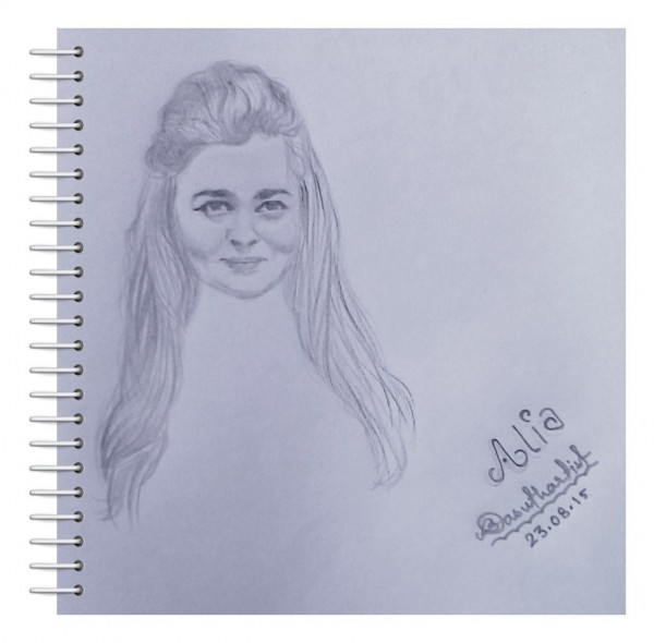 Pencil Sketch Of Alia Bhatt's Best Hair Style 