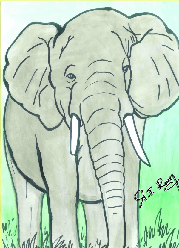 Watercolor Painting Of Elephant - DesiPainters.com