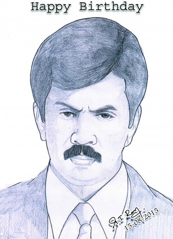 Pencil Sketch Of Tamil Actor Action King Arjun - DesiPainters.com