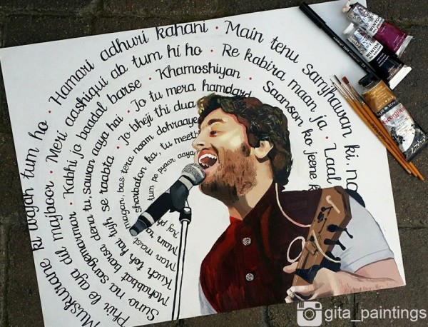 Oil Painting Of Arijit Singh 