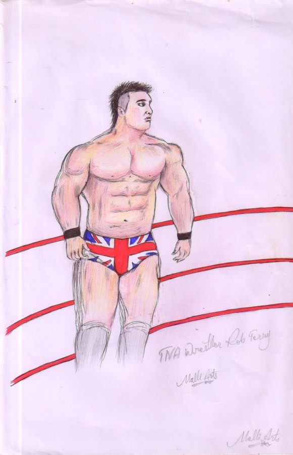 Pencil Color Sketch Of TNA Wrestler Rob Terry