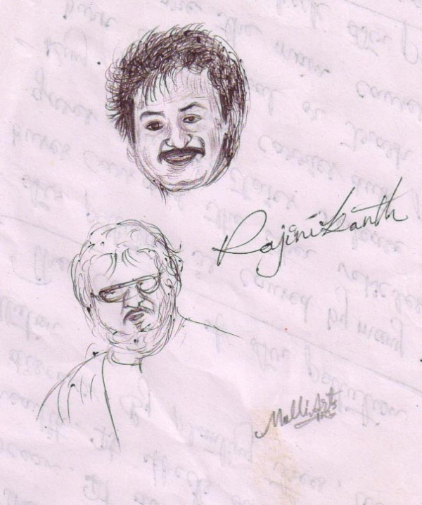 Pencil Sketch Of Rajini - DesiPainters.com