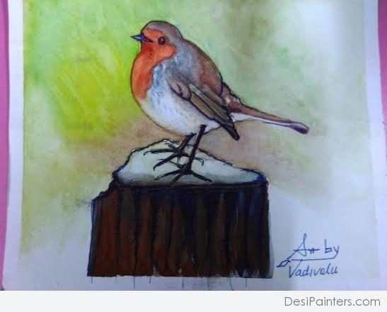 Watercolor Painting Of Bird - DesiPainters.com