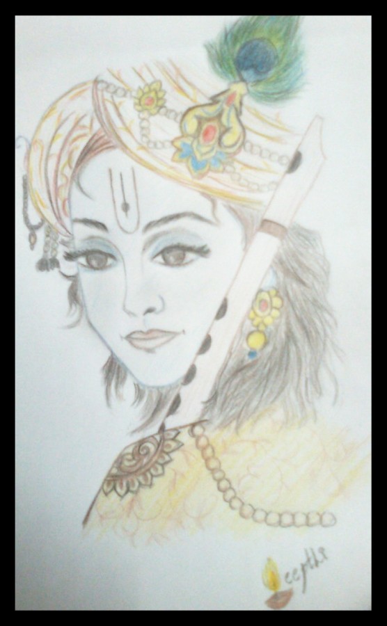 Pencil Sketch Of Shri Krishna - DesiPainters.com
