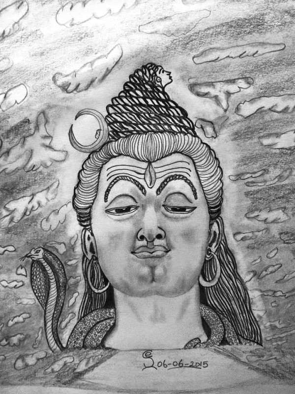Pencil Sketch Of Lord Shiva Ji - DesiPainters.com