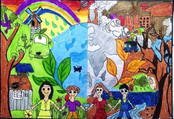 Crayon Painting Of Save Energy, Save Energy - DesiPainters.com