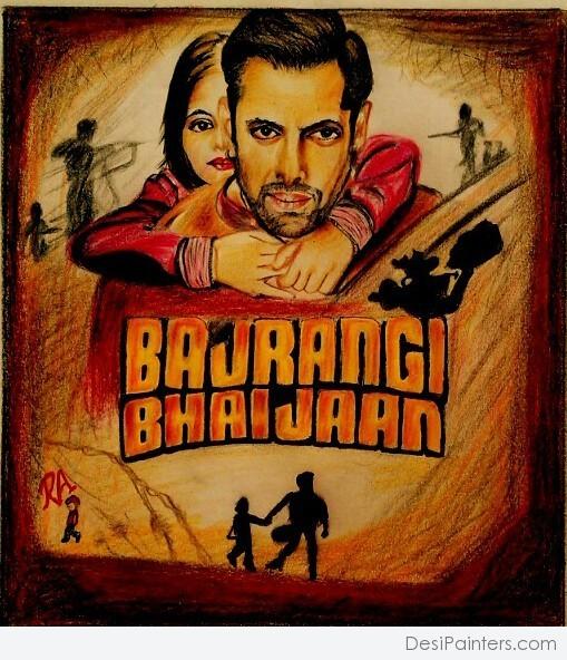 Pencil Color Sketch Of Bajrangi Bhaijaan