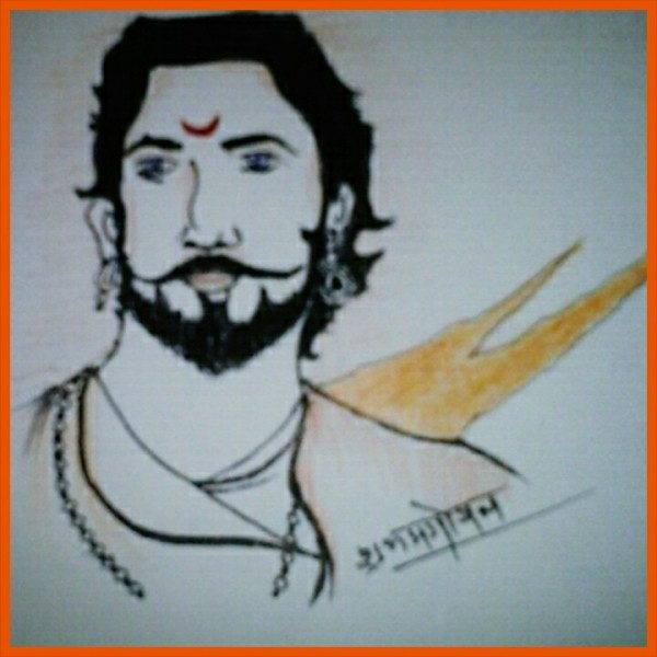 Pencil Color Sketch Of Maharaja chhatrapati shivaji