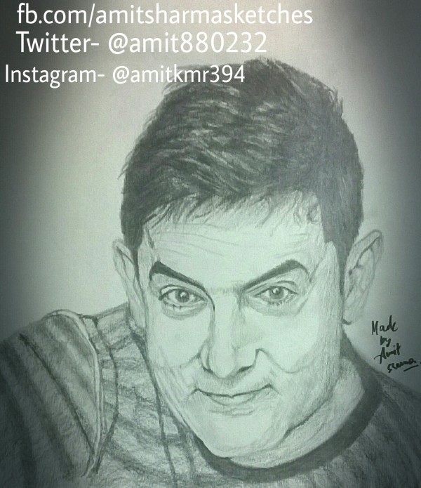 Pencil Sketch of Aamir Khan - DesiPainters.com