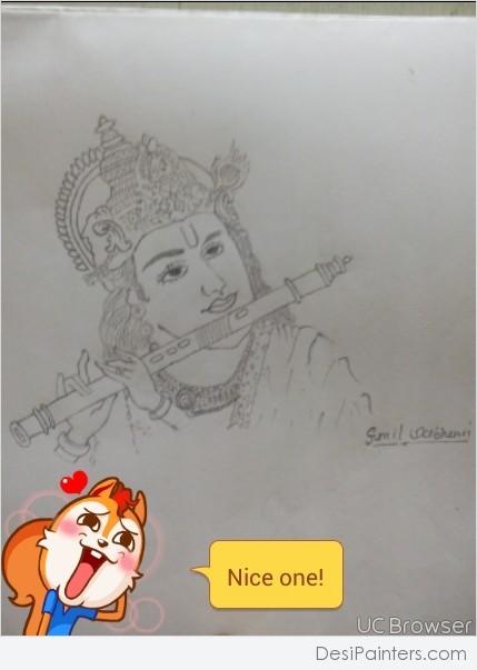 Pencil Sketch Of Krishan Ji - DesiPainters.com