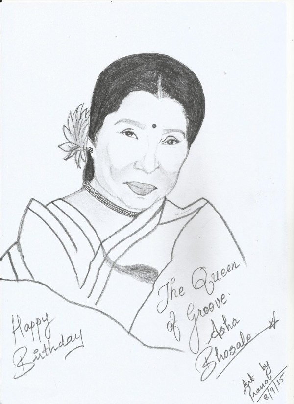 Pencil Sketch Of Asha Ji On Her Birthday - DesiPainters.com