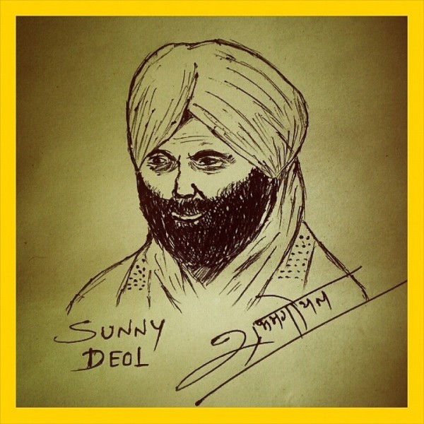 Ink Painting Of Sunny Deol - DesiPainters.com