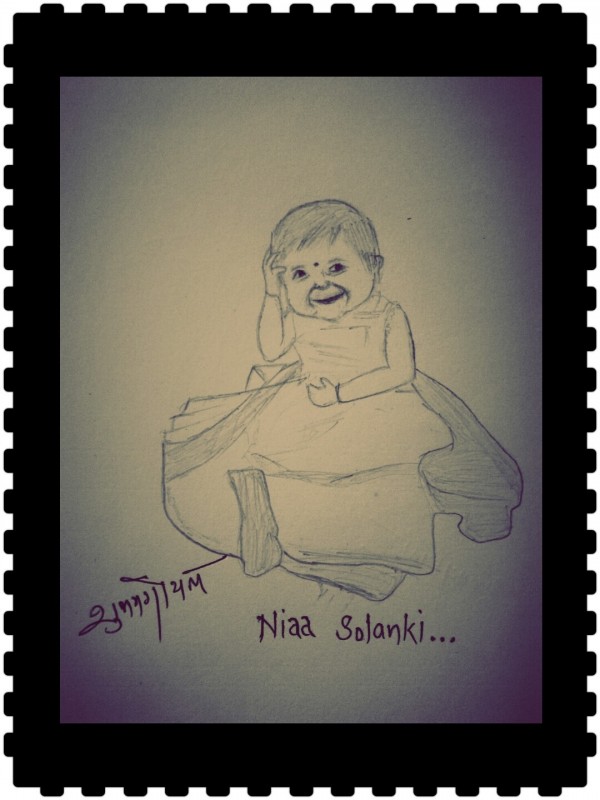Pencil Sketch Of Niaa Solanki - DesiPainters.com