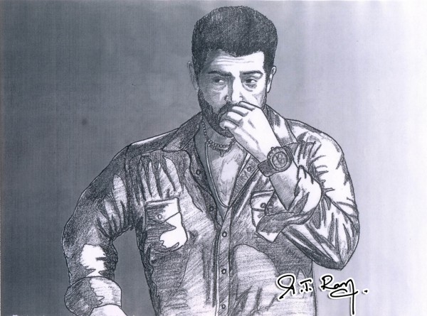 Pencil Sketch Of Thala Ajith - DesiPainters.com