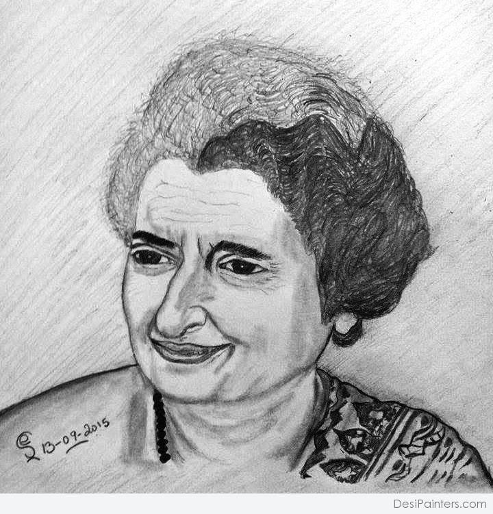 Pencil Sketch Of Indira Gandhi