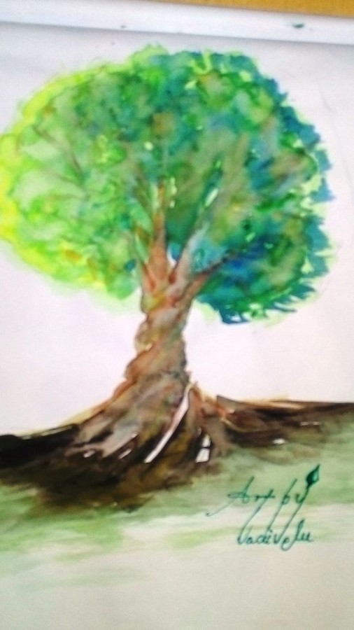 Watercolor Painting Of Tree - DesiPainters.com
