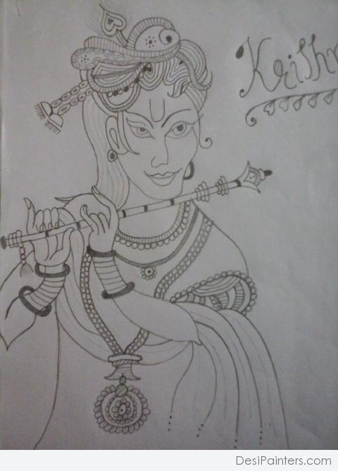 Pencil Sketch Of Shri Krishna