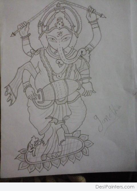 Pencil Sketch Of Ganesha By Bhoomi
