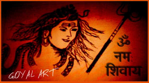 Ink Painting Of Shiv Ji - DesiPainters.com
