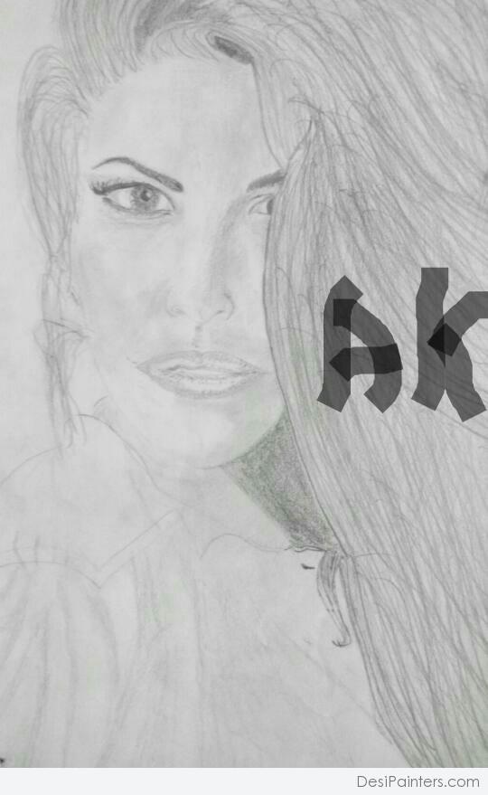 Pencil Sketch Of Jacqueline Fernandez - DesiPainters.com