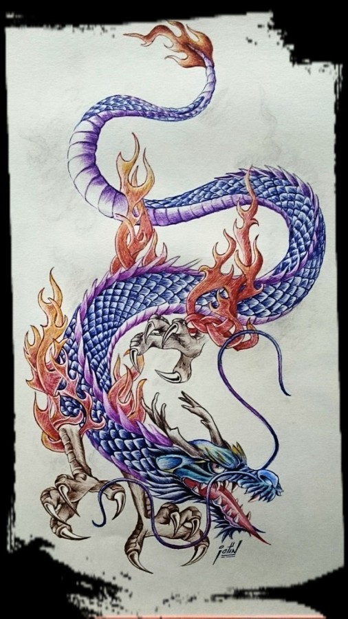 Ink Painting of Dragon - DesiPainters.com