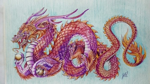 Ball Pen Sketch of Dragon - DesiPainters.com