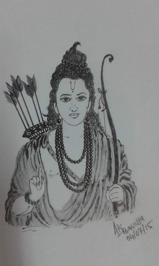 Pencil Sketch Of Shri Ram Ji - DesiPainters.com