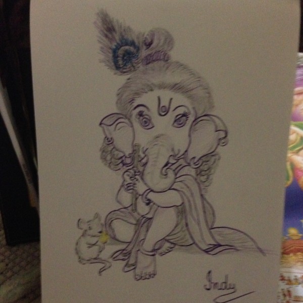 Mixed Painting Of Shri Ganesh Ji