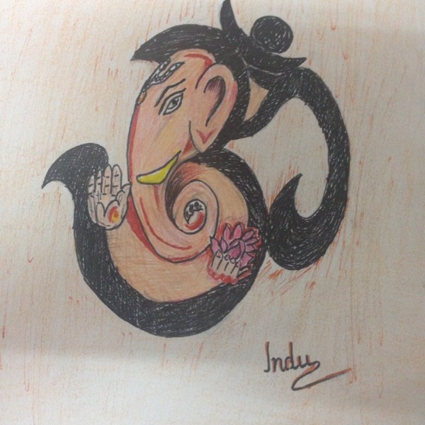 Mixed Painting Of Lord Ganesha - DesiPainters.com