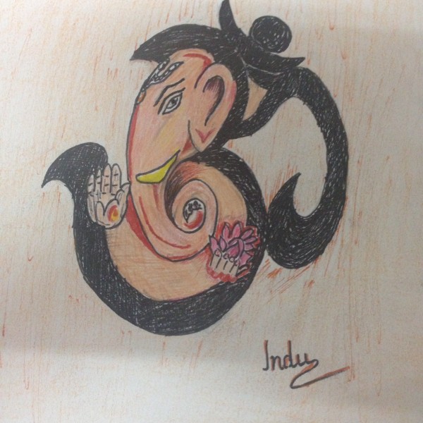 Mixed Painting Of Lord Ganesha 