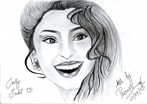 Pencil Sketch Of Juhi Chawla