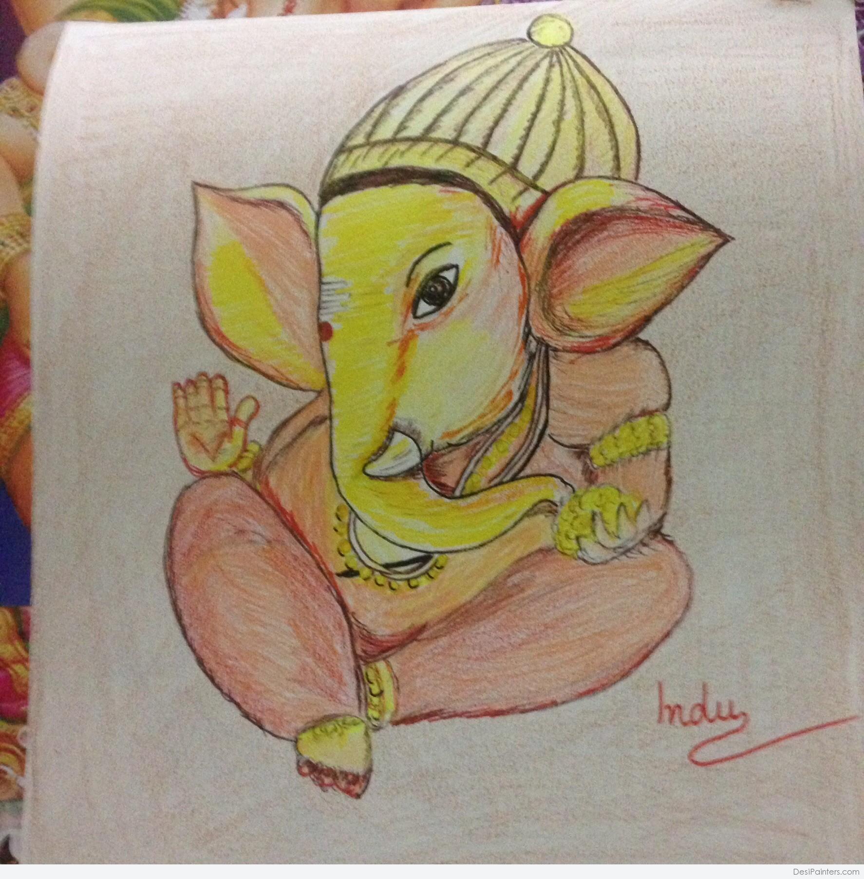 Lord Ganesha Hand Painted Painting on Canvas G without Frame - Etsy Finland